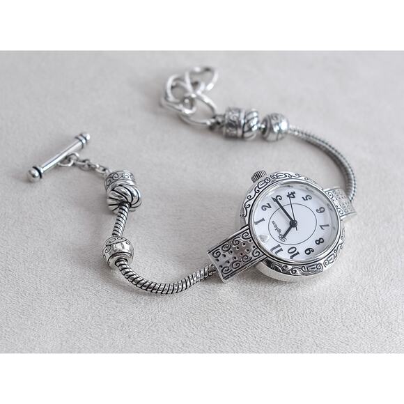 Brighton Vintage Tustin Charm Watch Silver Plated Toggle Clasp 7-8.5" Works - Picture 2 of 5
